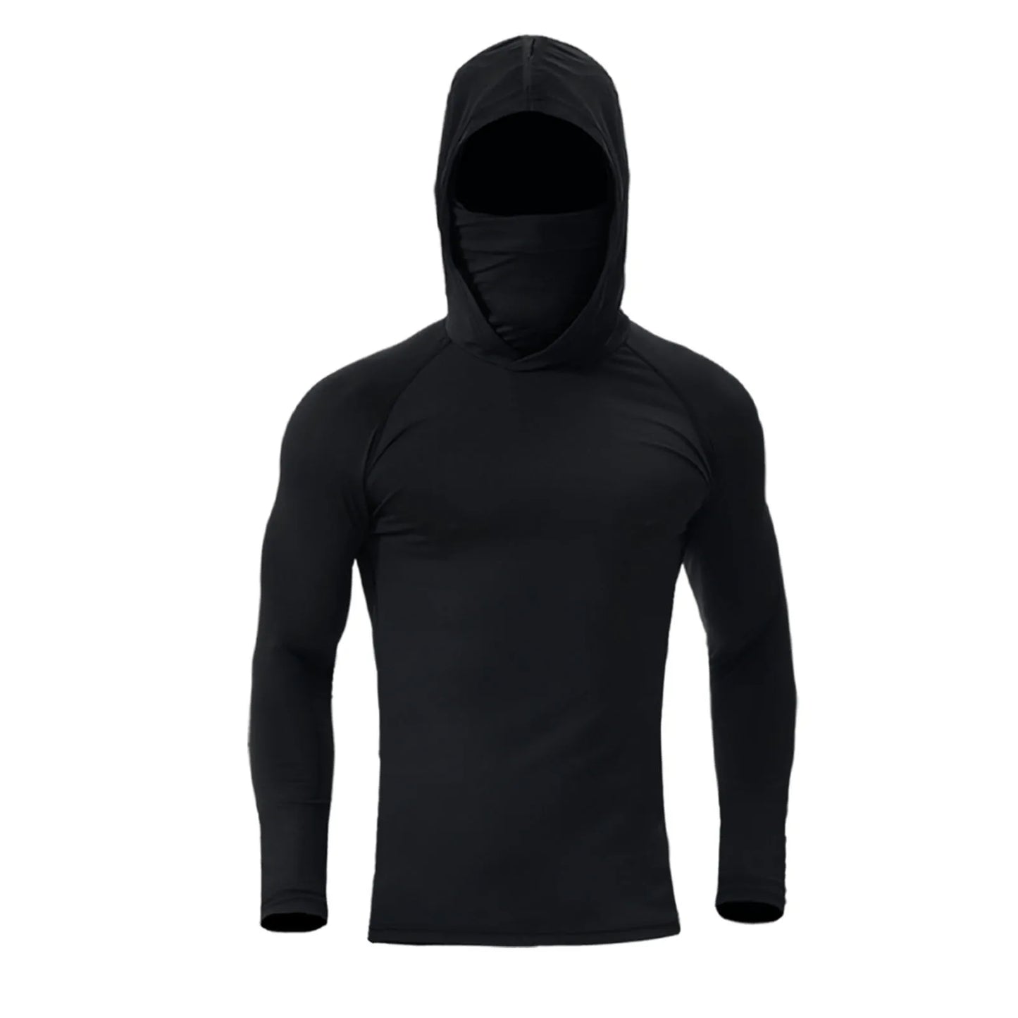 Men'S Athletic Hoodie Long Sleeve Fishing Shirts, Upf 50+ Uv Sun Protection, Fitted High Stretch, Built-In Face Mask