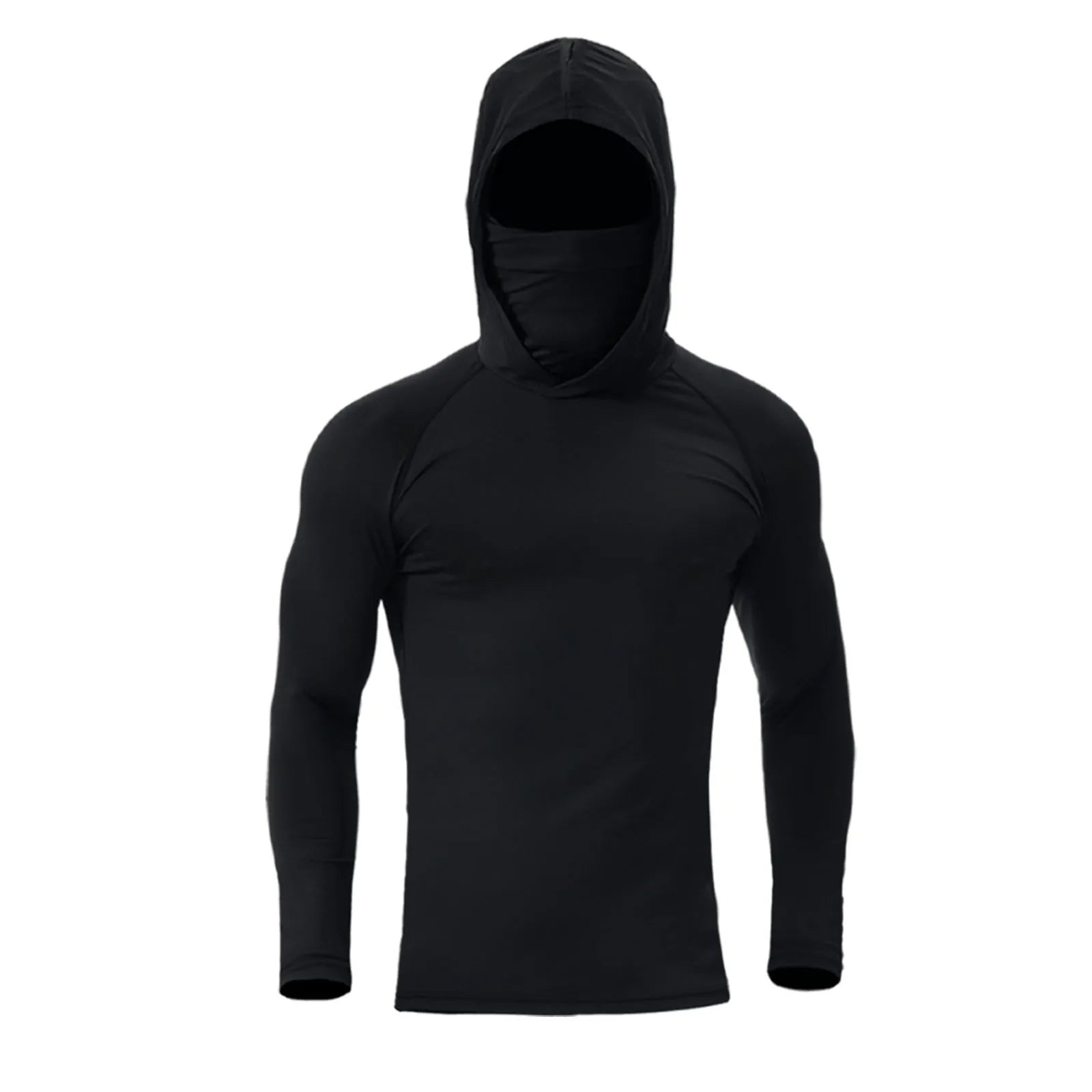 Men'S Athletic Hoodie Long Sleeve Fishing Shirts, Upf 50+ Uv Sun Protection, Fitted High Stretch, Built-In Face Mask